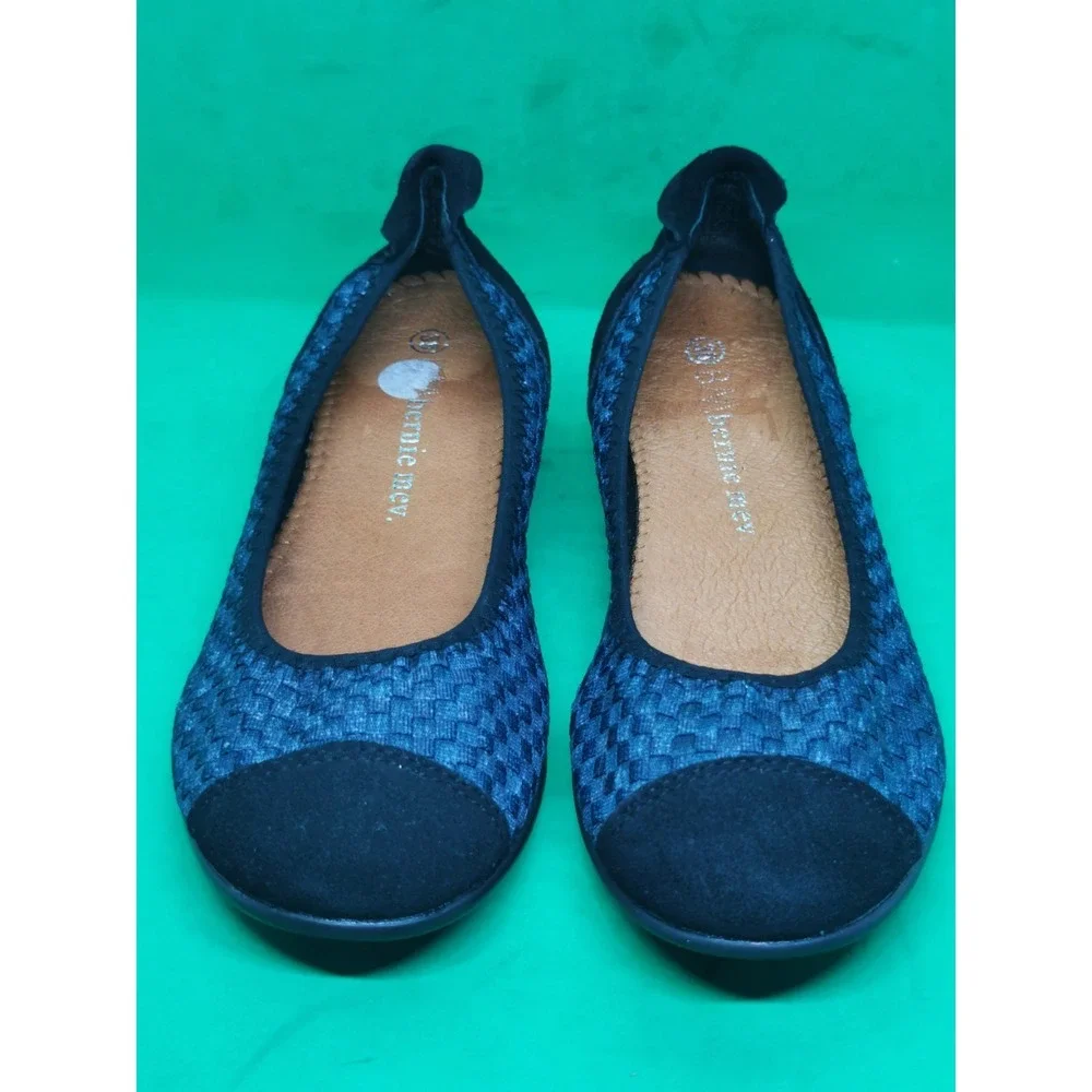 Bernie Mev Bella Me Womens EU 38 US 7 Ballet Flats Black Woven Cap Toe Comfort
